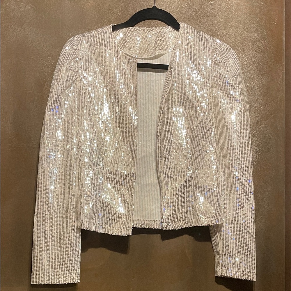 Sequin Embellished Cream Jacket